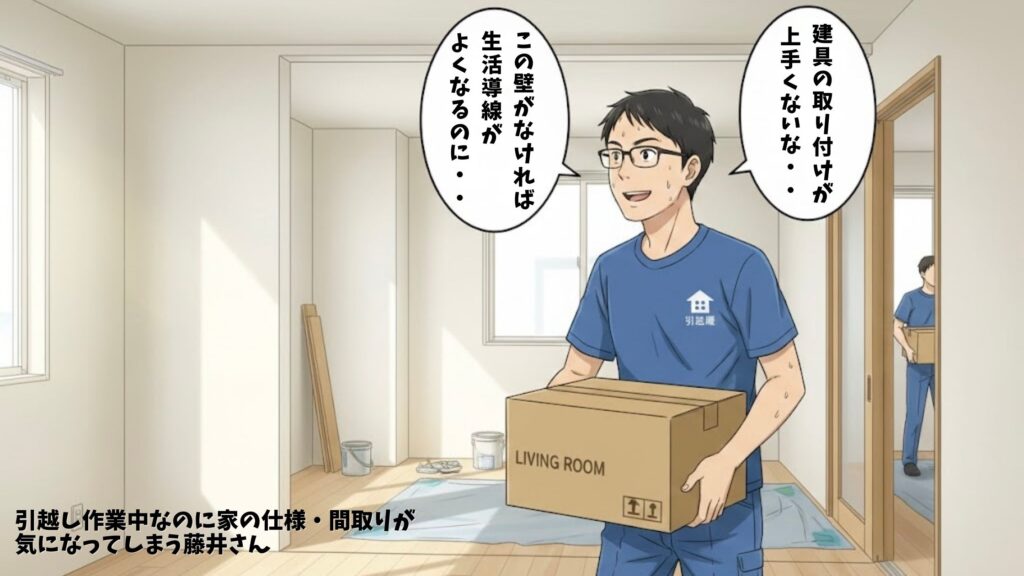 大工の前職、引越し屋で働いていた頃の藤井誠さんのイラスト